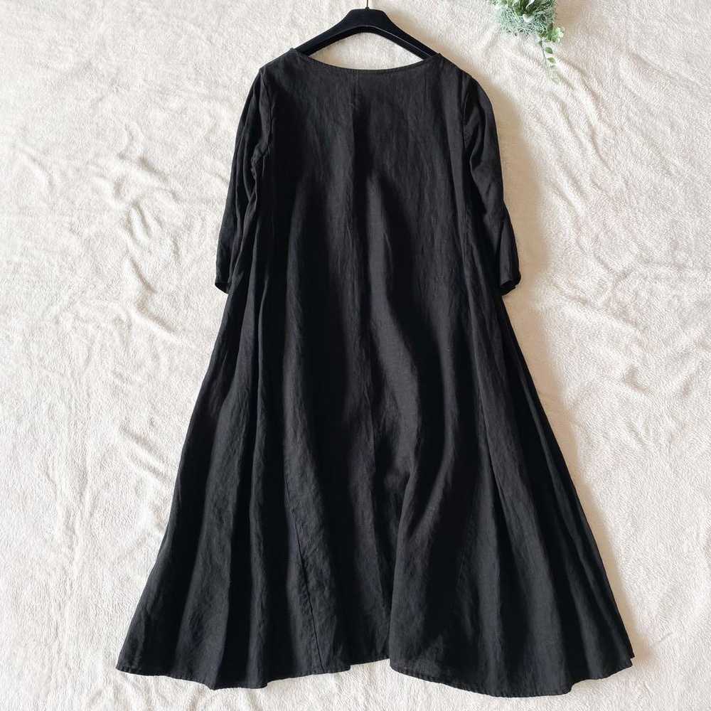 Veritecoeur Linen Dress Black - image 4