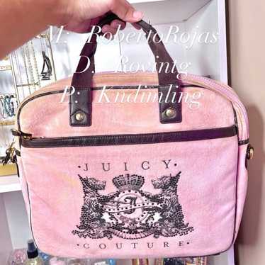 Vintage 2009 NWT Juicy Couture Fuschia Pink Velour Laptop good Computer Bag!