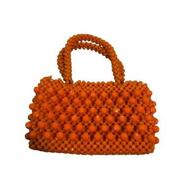 Vintage 1960s Orange Beaded Handbag Purse Made in… - image 1