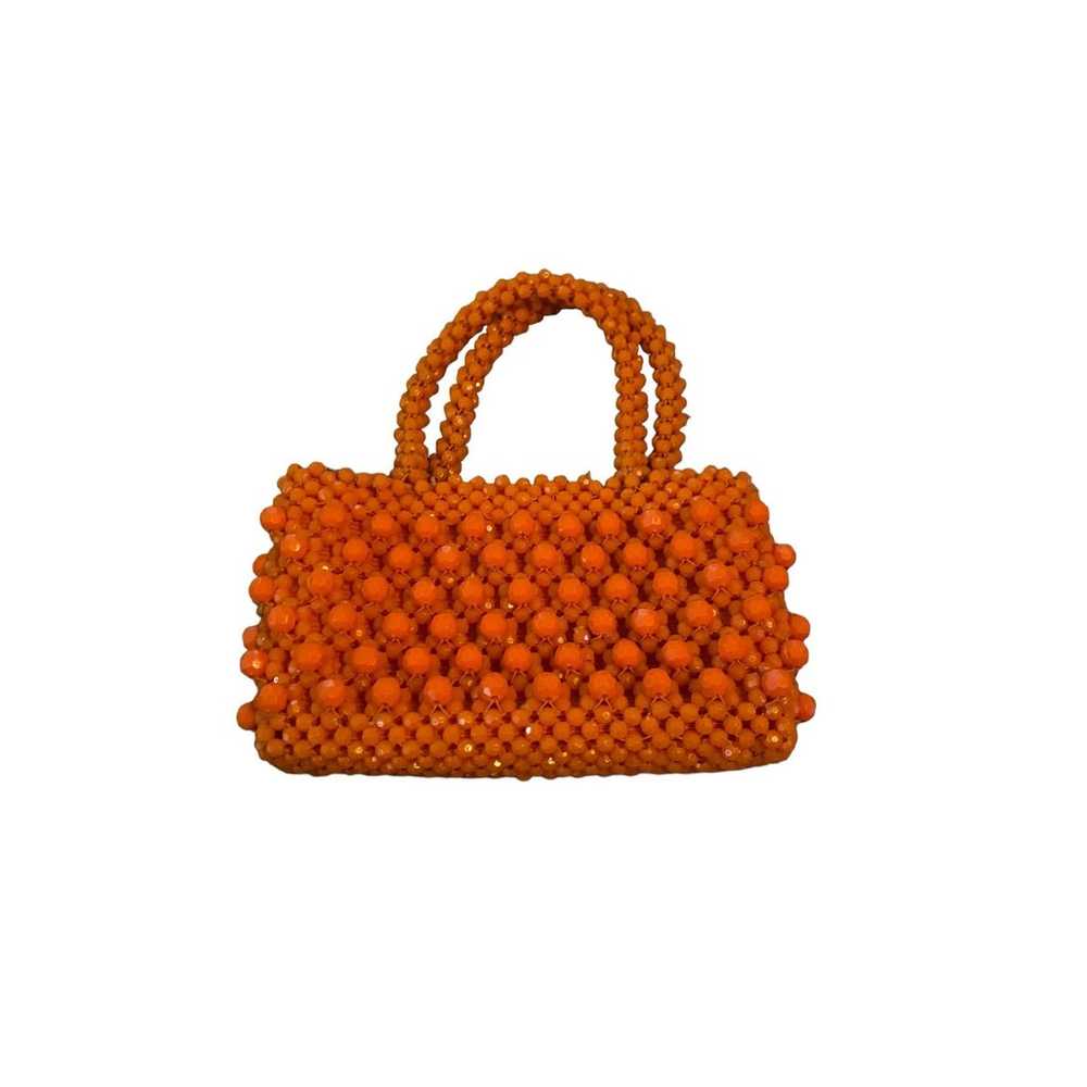 Vintage 1960s Orange Beaded Handbag Purse Made in… - image 2