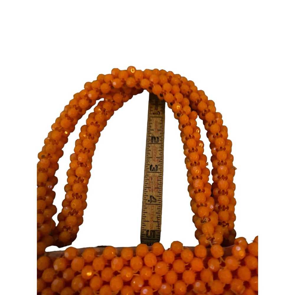 Vintage 1960s Orange Beaded Handbag Purse Made in… - image 3