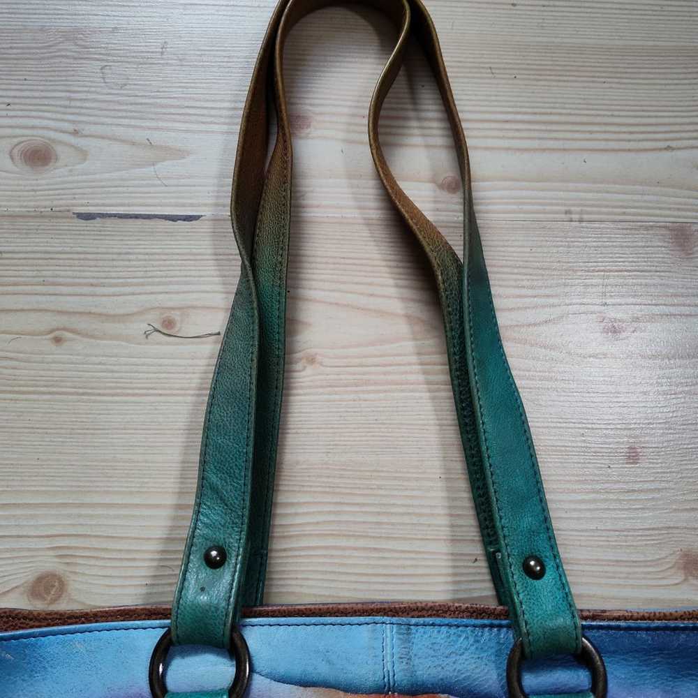 Beautiful ANUSCHKA Hand Painted Leather Handbag T… - image 4