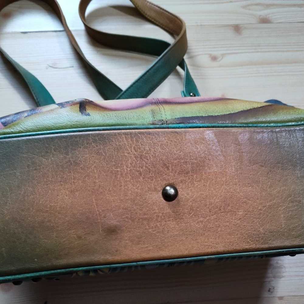 Beautiful ANUSCHKA Hand Painted Leather Handbag T… - image 9