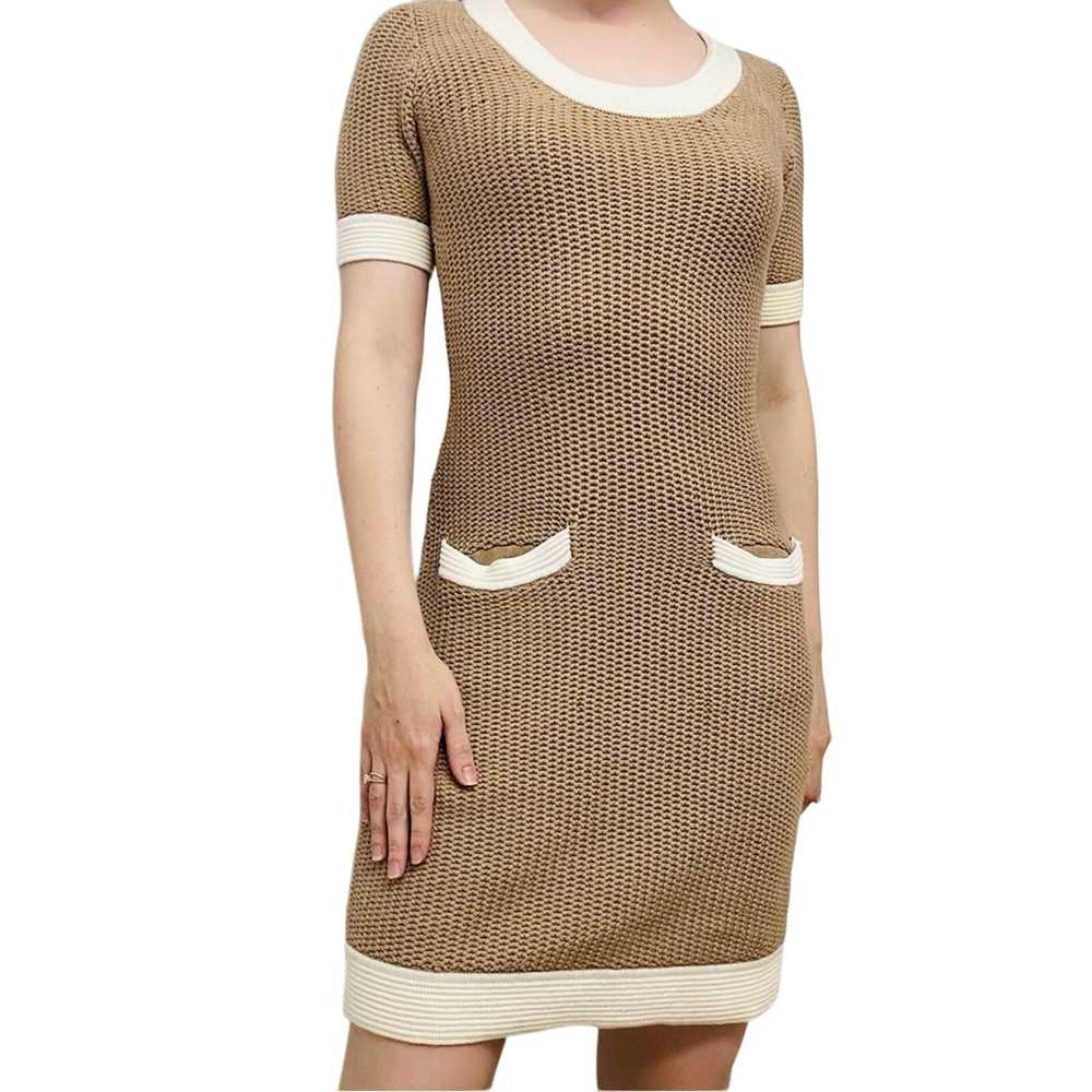 Vintage Sweater Dress Mini Knit Fitted Bodycon Ne… - image 1