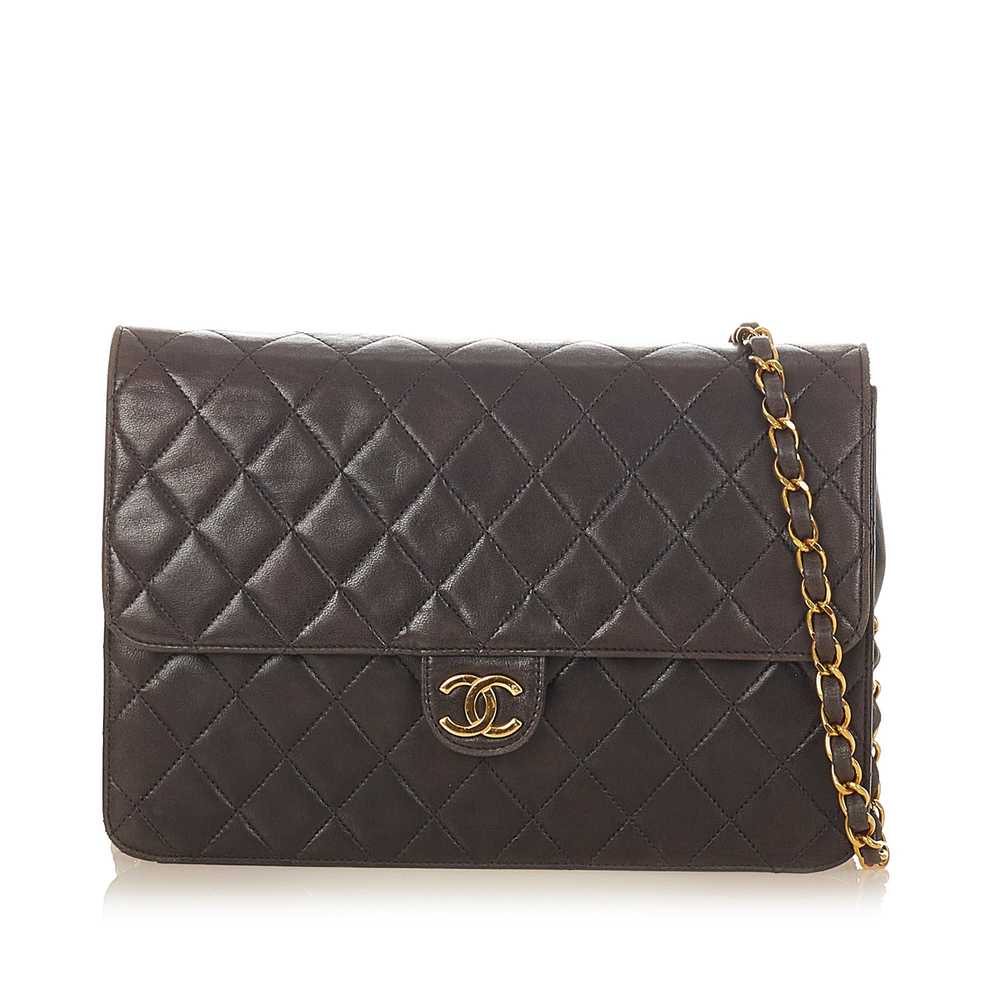 Black Chanel Old Medium Lambskin CC Single Flap b… - image 1