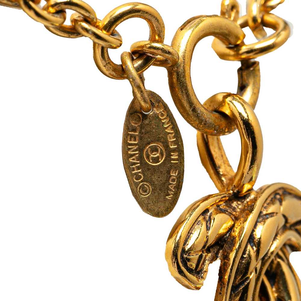 Gold Chanel Gold Plated CC Quilted Pendant Neckla… - image 3