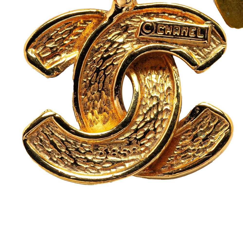 Gold Chanel Gold Plated CC Quilted Pendant Neckla… - image 5