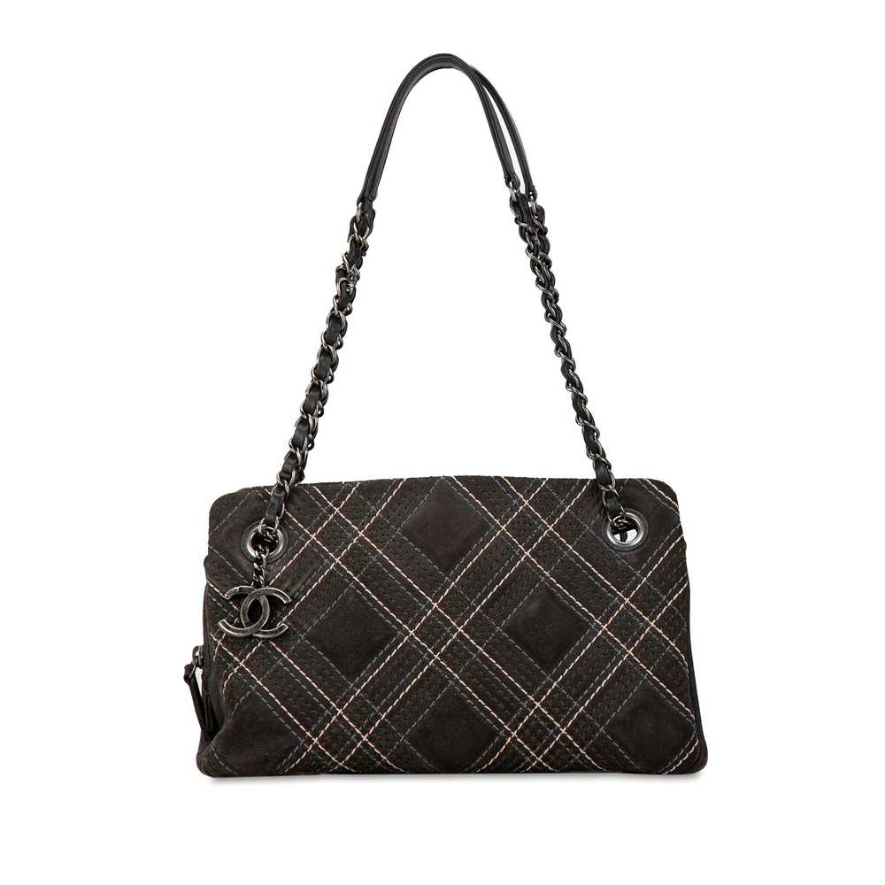 Gray Chanel Suede Paris-Edinburgh Saltire Shoulde… - image 1