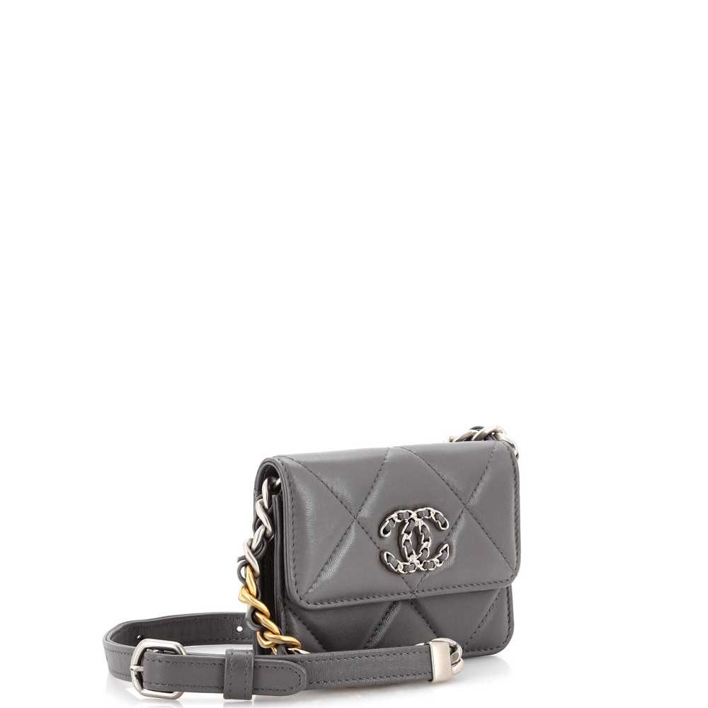 CHANEL 19 Flap Coin Purse Belt Bag Quilted Lambsk… - image 2