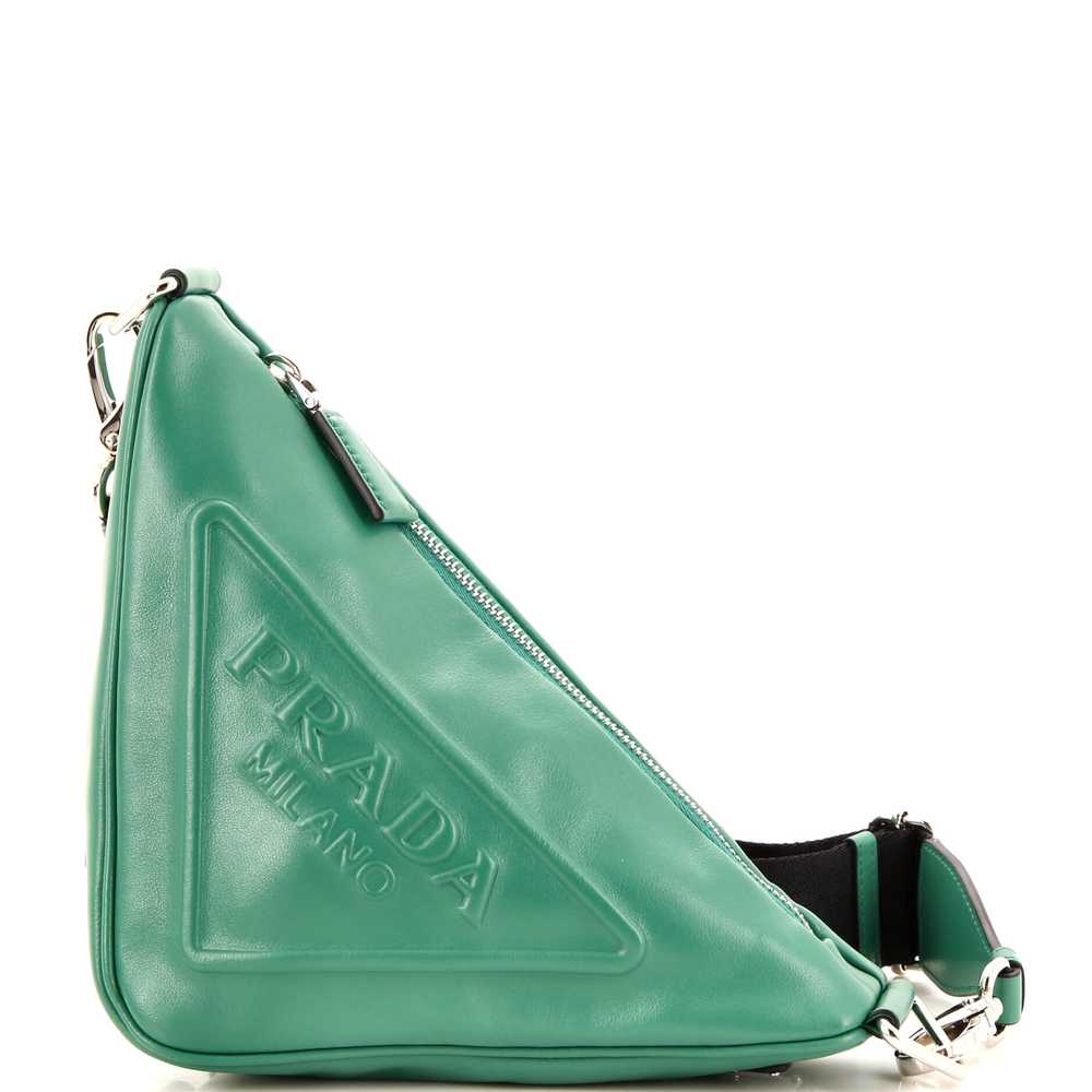 PRADA Triangle Logo Zip Crossbody Bag Leather Sma… - image 1