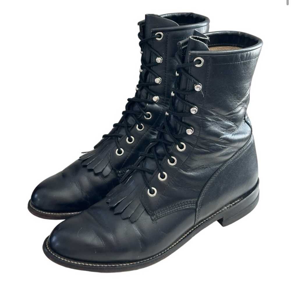 Justin Vintage Black Kiltie Roper Boots - image 2