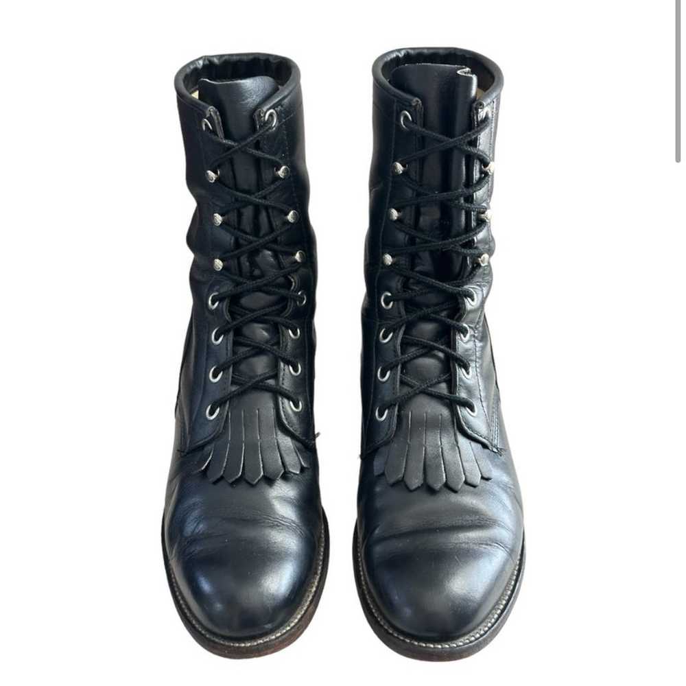 Justin Vintage Black Kiltie Roper Boots - image 3