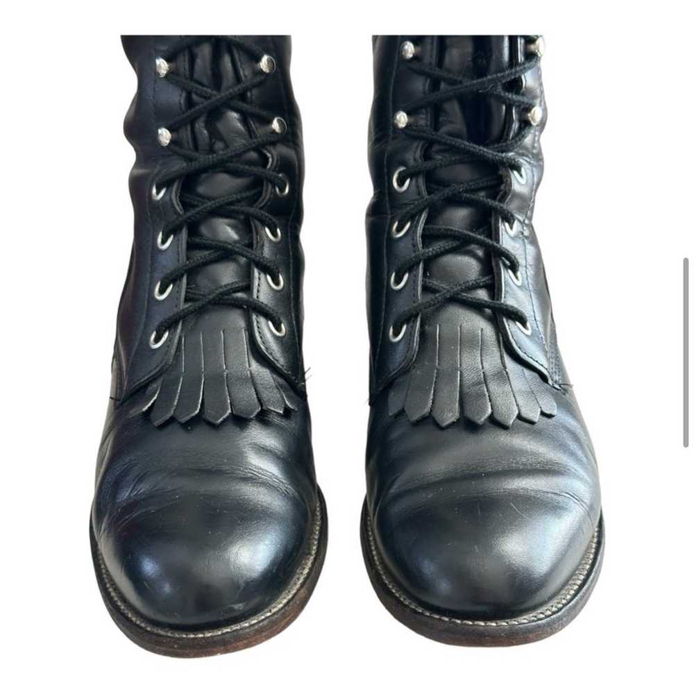 Justin Vintage Black Kiltie Roper Boots - image 7