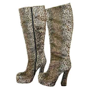 90s Leopard Platform Heel Boots - image 1