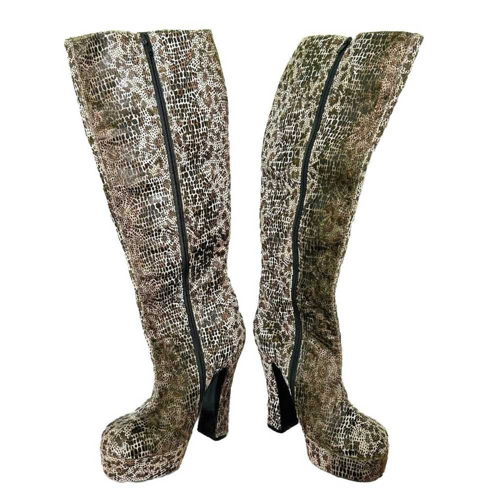 90s Leopard Platform Heel Boots - image 2