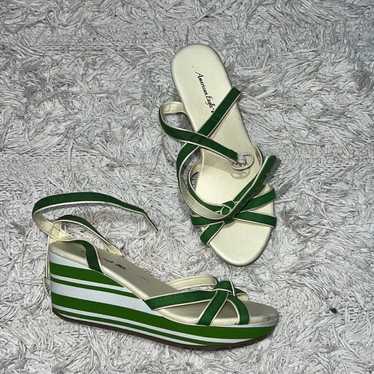 Y2k vintage striped wedge heels - image 1