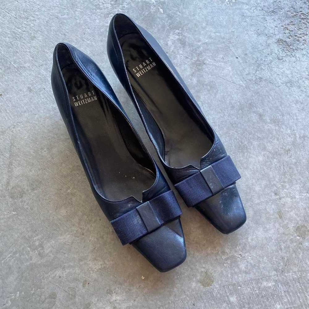 Vintage Navy Blue Kitten Heels - image 1