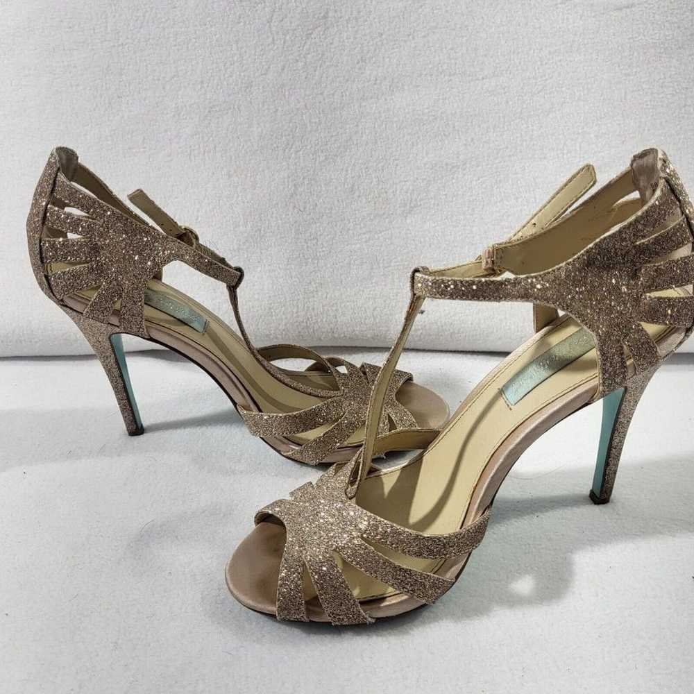 Betsey Johnson Rose Glitter T-Strap Heels size 6.… - image 7