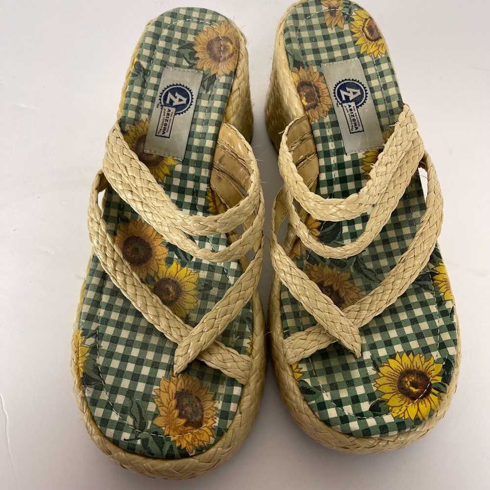 VTG Arizona Chunky Raffia Platform Sandals Size 7… - image 9