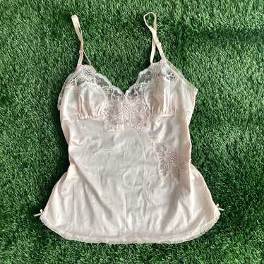 Vintage Japanese coquette baby pink lace camisole - image 1