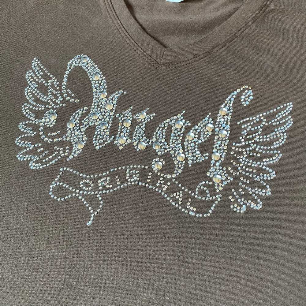 Vintage Y2K Diva Angel Rhinestone Baby Tee Size S… - image 2