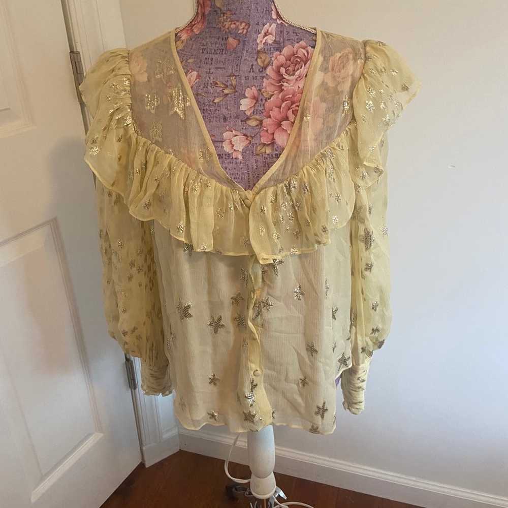 Love shack fancy yellow star blouse small - image 1