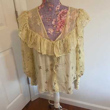 Love shack fancy yellow star blouse small - image 1