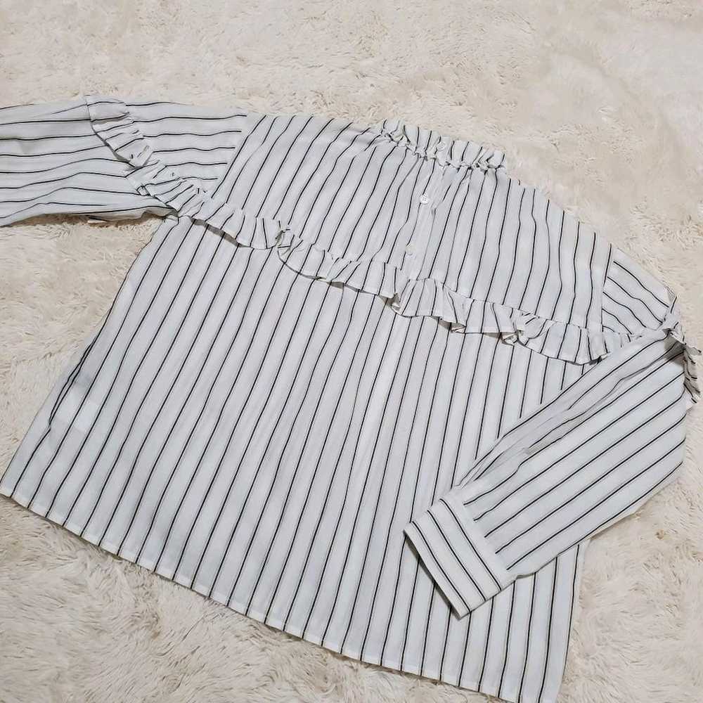 Melro Stripe Seven-Eighth Length Blouse White Whi… - image 5