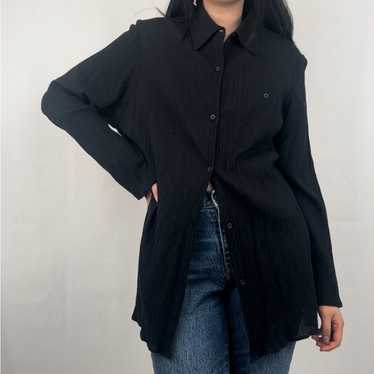 Liz Claiborne Black Linen Like Long Shirt - image 1