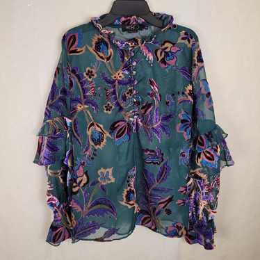 PATBO Burnout Velvet Sheer Blouse - image 1