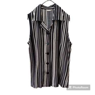 CINEMA CLUB 【M】 Sleeveless Shirt Stripe Pattern E… - image 1