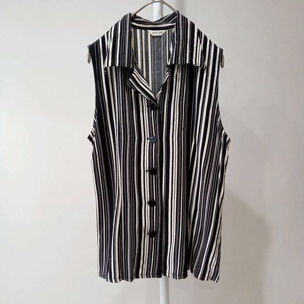 CINEMA CLUB 【M】 Sleeveless Shirt Stripe Pattern E… - image 9