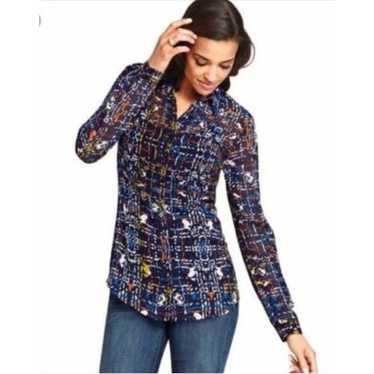 CABI Festival Boho Sheer Button Up Blouse Medium - image 1