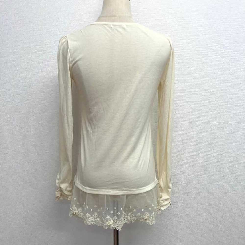 axes femme Cut-Sleeve T-shirt M Floral Lace Frill… - image 3