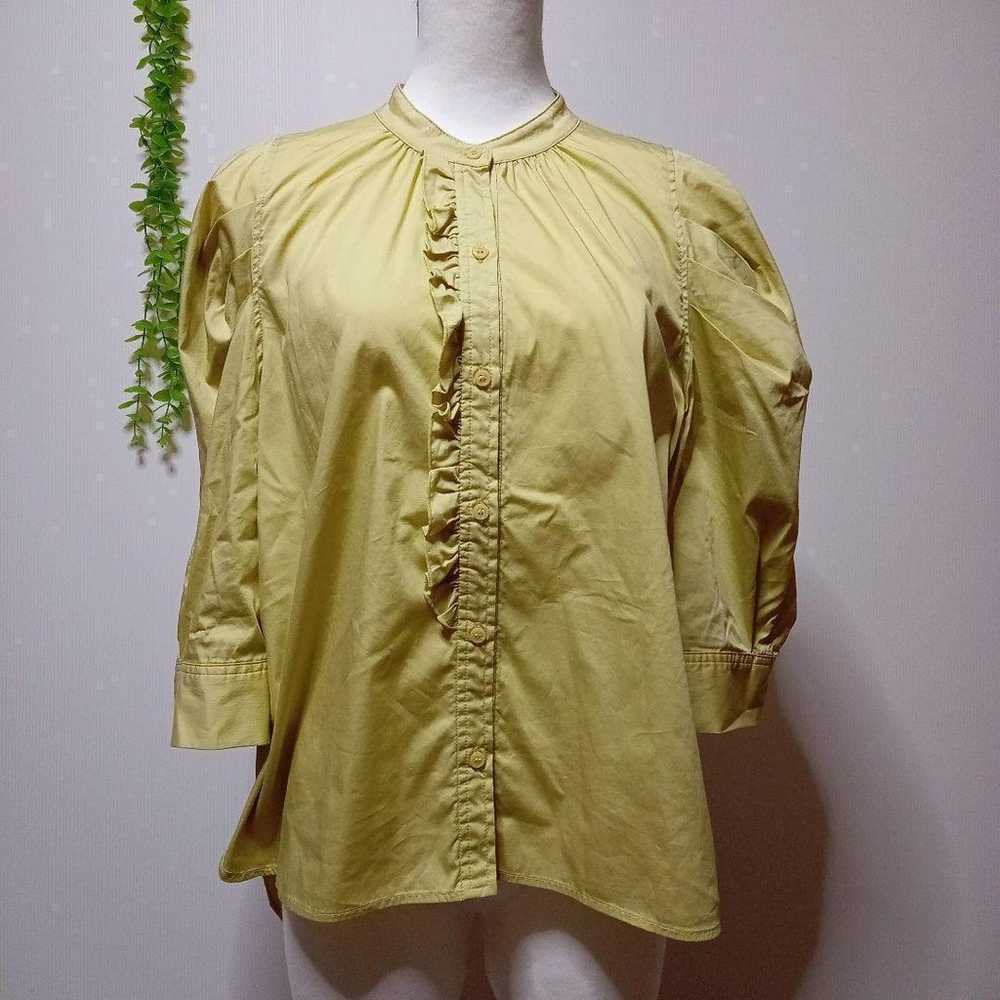 a706 Elgana blouse size 38 in green with frills a… - image 10