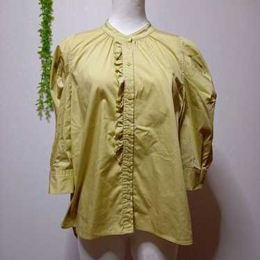 a706 Elgana blouse size 38 in green with frills a… - image 1