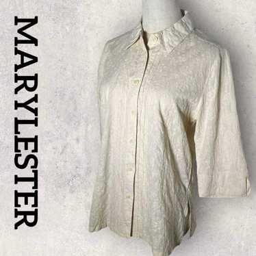 MARYLESTER Floral Elegant Shirt Blouse (M) Off Wh… - image 1