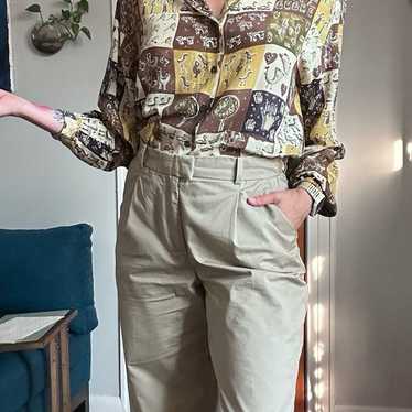 Vintage 100% silk printed blouse - image 1