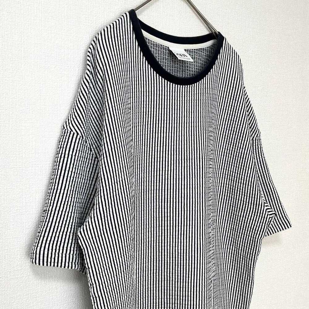 ZARA soccer stripe cut and sewn t-shirt, cotton b… - image 8