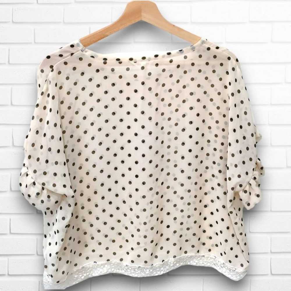 Sankan Sion blouse white polka dot pattern semi-t… - image 2