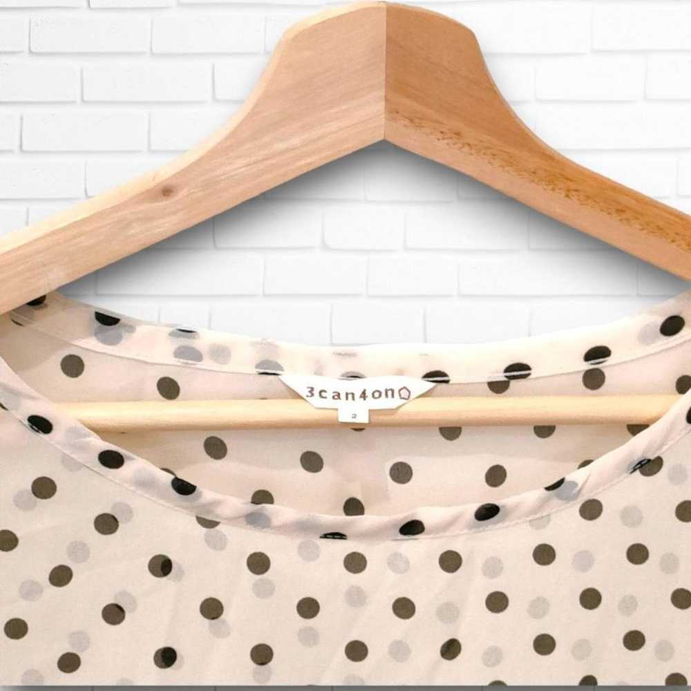 Sankan Sion blouse white polka dot pattern semi-t… - image 3