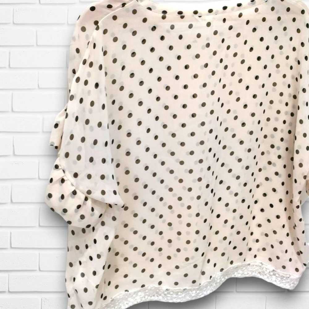 Sankan Sion blouse white polka dot pattern semi-t… - image 5