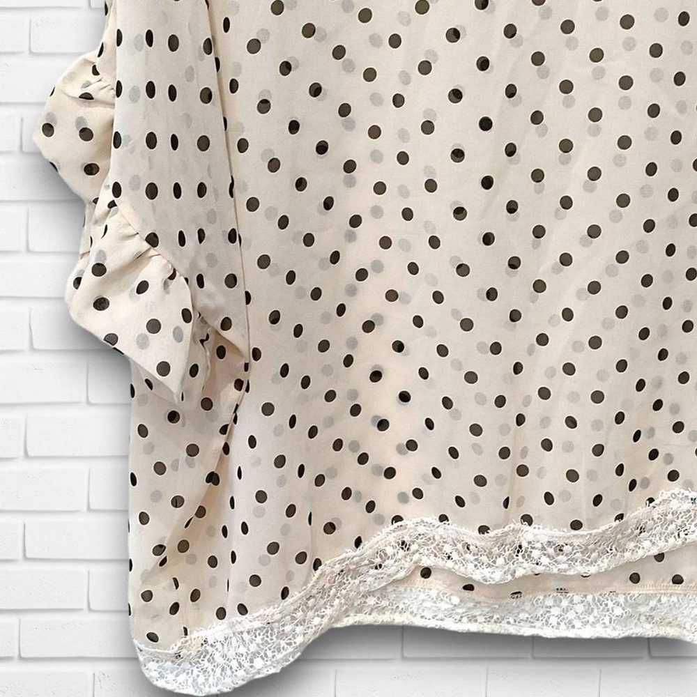 Sankan Sion blouse white polka dot pattern semi-t… - image 6