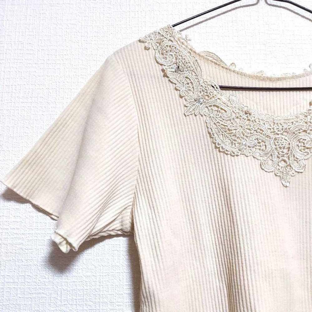 axes femme short-sleeved shirt Cream White Simple… - image 3