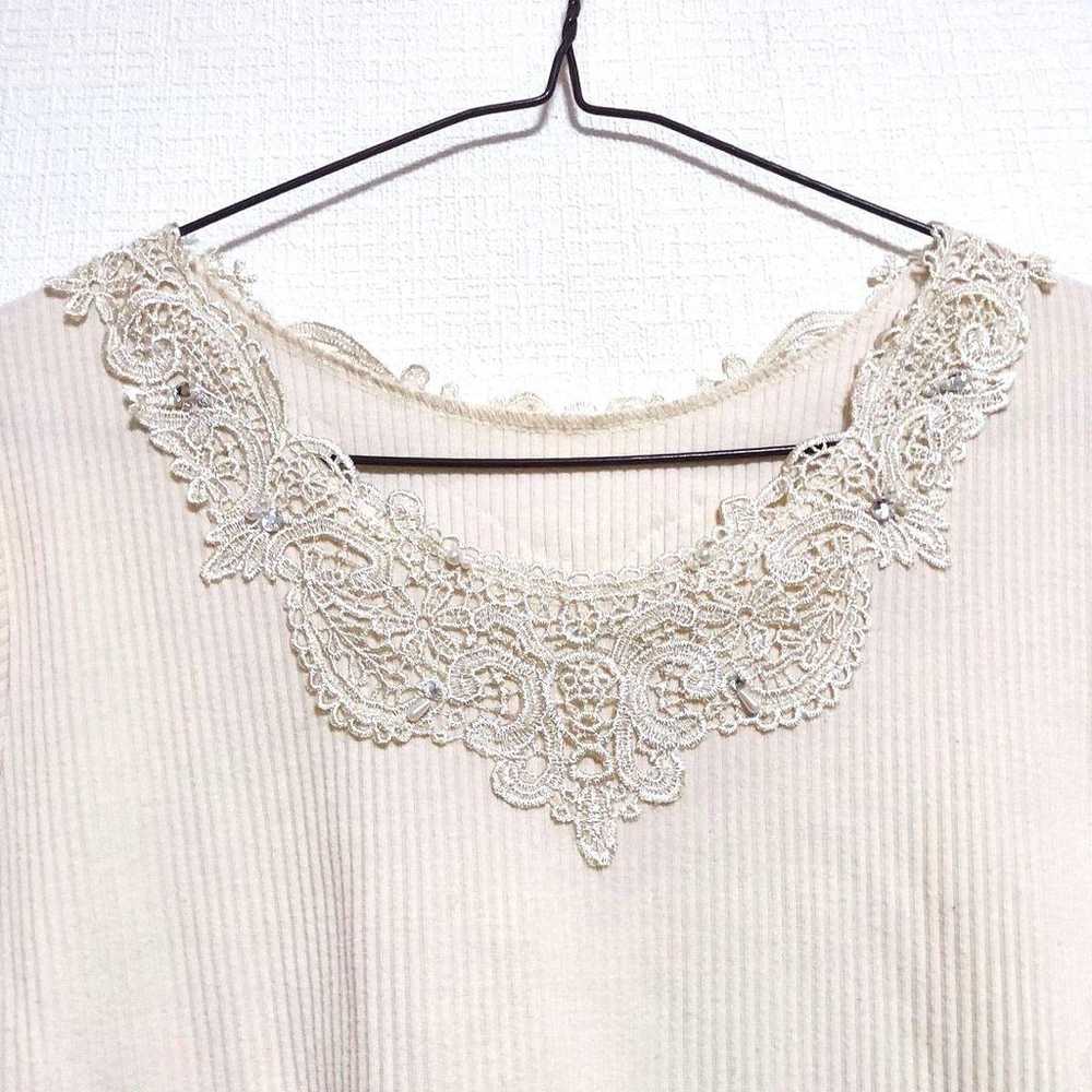 axes femme short-sleeved shirt Cream White Simple… - image 5