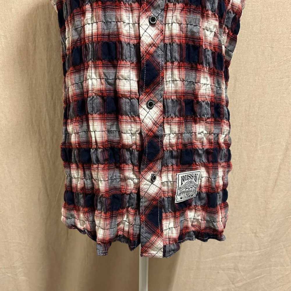 Y2K Sleeveless Shirt with Check Patch - image 3