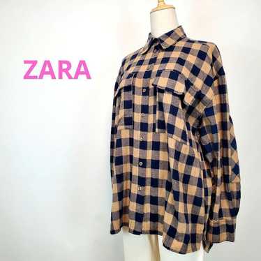 ZARA Zara (L) Black Brown Check Pattern Long Slee… - image 1