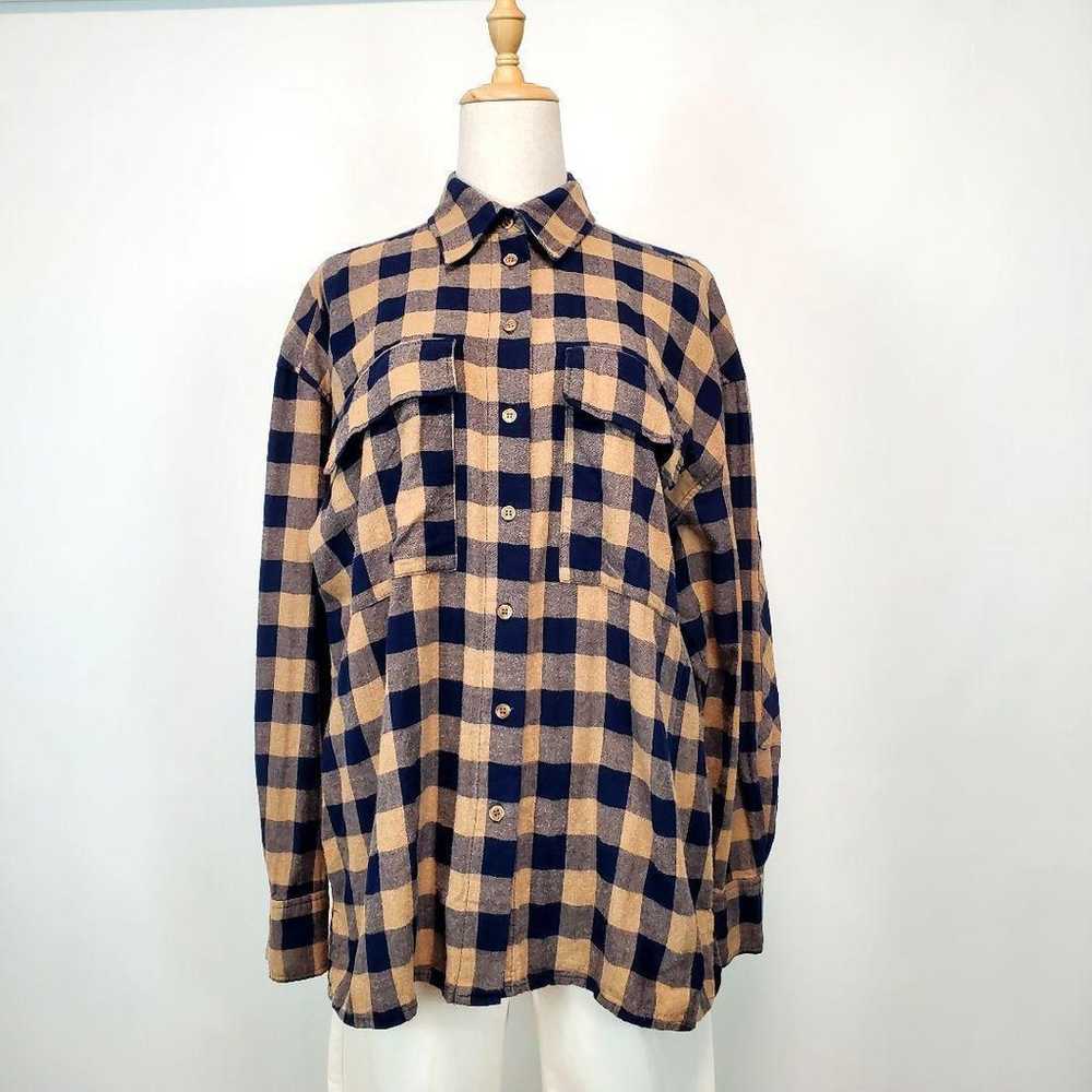 ZARA Zara (L) Black Brown Check Pattern Long Slee… - image 2