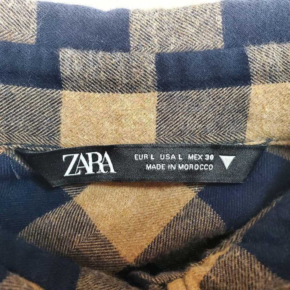 ZARA Zara (L) Black Brown Check Pattern Long Slee… - image 8