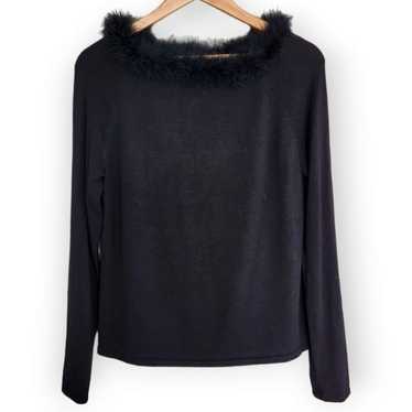 Vintage Nina Leonard Black Long Sleeve Faux Fur N… - image 1